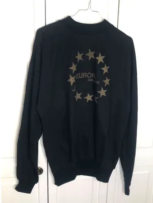 Vintage Europa Germany Sweatshirt Size 9/XL Black with 12 Gold Stars Women's thumbnail 1