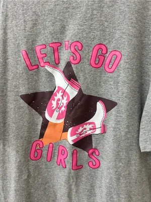 Olivia J’s Boutique LET'S GO GIRLS Gray Graphic Tee with Pink Accents Sz L thumbnail 5