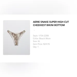 Aerie snake skin super‎ high cut cheekiest bikini bottom XXL thumbnail 2
