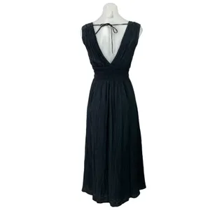 Abercrombie & Fitch Womens Black Sleeveless Smocked Flowy Midi A-line Dress XXSP thumbnail 3