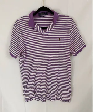 Polo Ralph Lauren purple and white striped polo size s thumbnail 1