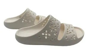 Crocs Classic Floral Cutout Sandals 210966 White Slip On Slide Men's 5 Women's 7 thumbnail 1