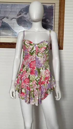 NWT sky to moon floral corset bodysuit M thumbnail 1