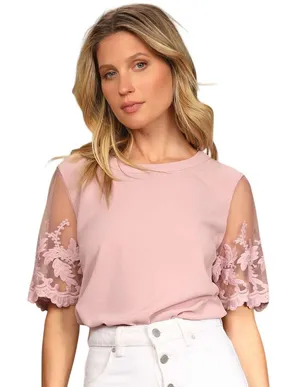 Lulus Lisa Marie Mauve Pink Embroidered Top size Medium NWT thumbnail 1