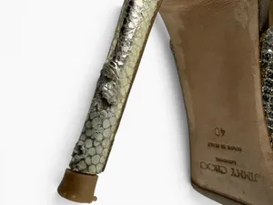Jimmy‎ Choo Glitter Slingback Peep Toe Heels Gold Metallic EU 40 thumbnail 9