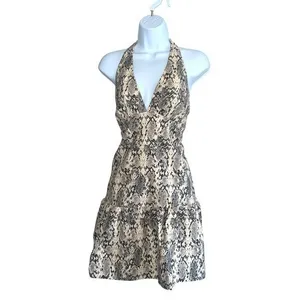Free People Cecil Halter Mini Dress Snakeskin L Y2K Animal Print thumbnail 3