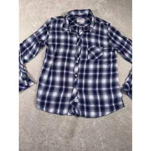 Rails Hunter‎ Shirt Womens Large Blue Patriot Sky Plaid Button Long Sleeve Top thumbnail 4