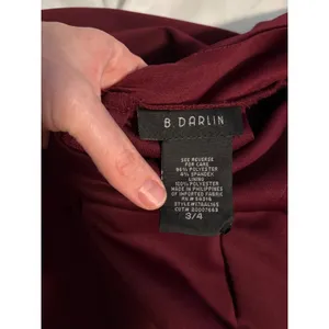 B. Darlin‎ Fit & Flare Dress Floral Embroidered Burgundy Open Back Size 3/4 thumbnail 4