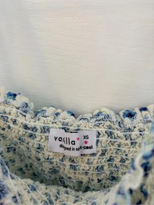 Vanilla Star Blue & White Smocked Floral Crop Top thumbnail 4