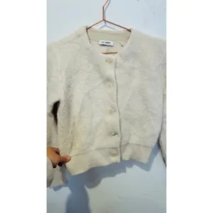 SANDRO OFF-WHITE Knit Alpaca Wool Blend Creamy Button Knot Cardigan size 0 thumbnail 12