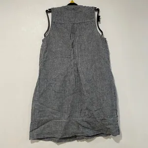 Quince Gingham Check Sleeveless Babydoll Dress Size S Black White Cottagecore thumbnail 3