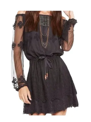 new Chaser ✶ Vintage Inspired Lace Off Shoulder Boho Cocktail Dress ✶ Black ✶ XS thumbnail 2