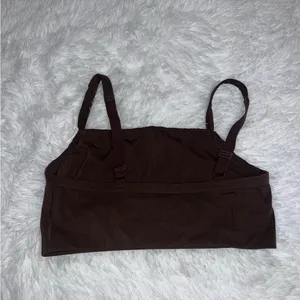 Aerie Chocolate Brown Ribbed Sports Bra Top size Medium thumbnail 4