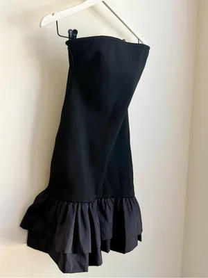 Hello Molly Black Strapless Ruffle Mini Dress Size M US 10 Homecoming NWT thumbnail 3