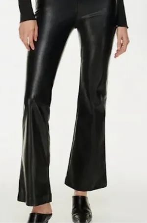 Aritzia Wilfred Faux Leather High Waisted Crop Bootcut Flare Pants Size 4 Black thumbnail 1