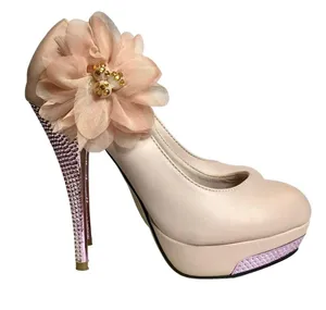 Rhinestone Heel Platform Pumps Pink Size 7 thumbnail 2