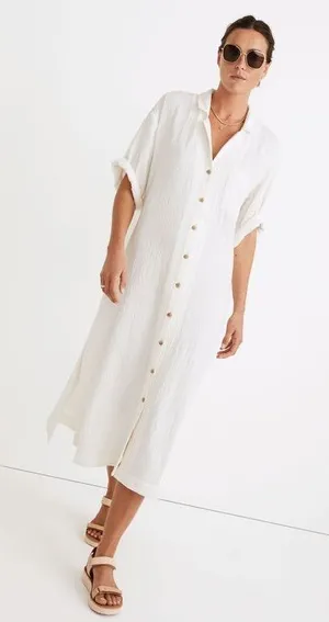 Madewell Lightestspun Cover-Up Maxi Shirtdress Lighthouse Small thumbnail 1