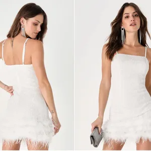 LULU's Bachelorette Engagement Honeymoon Bridal Shower Sequins Feathers Mini thumbnail 3