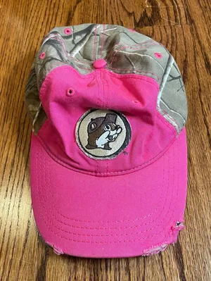 Buc-ee's Pink and Camo Distressed Baseball Hat It's A Beaver thumbnail 1