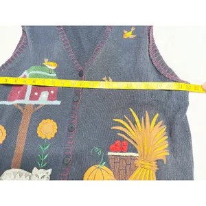 Capacity Vintage Womens 2X Sweater Knit Vest Novelty‎ Teacher Fall Cat Sunflower thumbnail 7