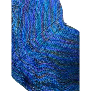 Hand knit Blue Merino Wool Scarf thumbnail 4