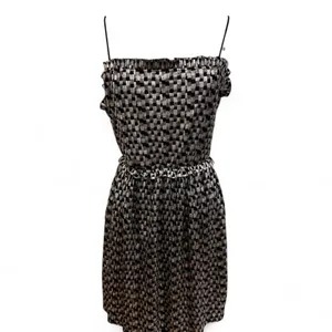Zara Womens Black Silvered Checkered Dress S Metallic Rock Glam Cocktail Party thumbnail 2