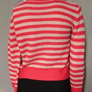 Theory Striped Pink Button-Up‎ Sweater Size M thumbnail 3