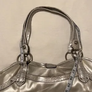 Genna de Rossi silver handbag tons of pockets animal print details GUC thumbnail 5