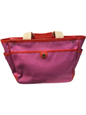 Vintage Coach Twill Garden Tote featuring a fuchsia/pink canvas orange trim thumbnail 2