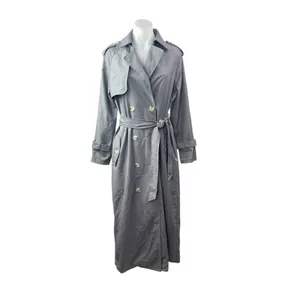 NEW Lioness Trencherous Women Slate Gray Double Breasted Tie Trench Coat Size XS thumbnail 2