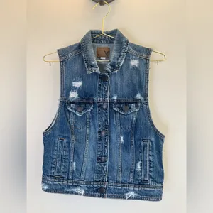American Eagle Y2K Distressed Denim Vest Medium‎ 2008 thumbnail 3
