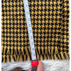 Houndstooth Patterned Women's Scarf with Fringe Black thumbnail 4