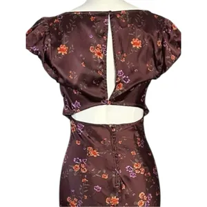 Free People Dainty Lace Retro 90s Butterfly Babe Maxi Dress Brown Combo Medium thumbnail 10