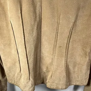 A.M.I. Leather Jacket Tan Brown Suede Button Up Womens Medium Career‎ thumbnail 11