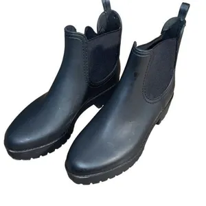 Jeffrey Campbell Womens Chelsea Elastic Side Panel Matte Rain Boots Black Size 8 thumbnail 1