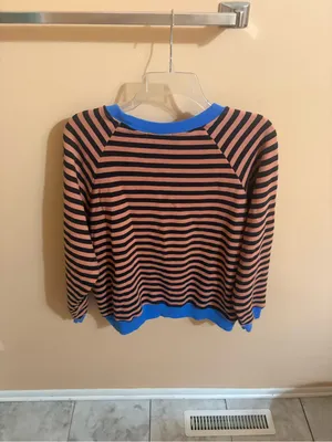 Daydreamer Striped Vintage Relaxed Sweatshirt with Blue Trim thumbnail 5