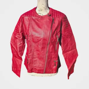 Olivia Miller NWT Womens Burgundy Faux Leather Moto‎ Jacket Fits Large thumbnail 3