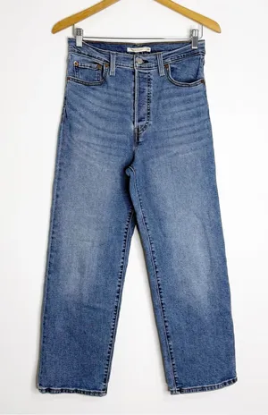 Levi’s Ribcage Straight Jeans Women’s 29 High Rise Medium Wash Denim thumbnail 1