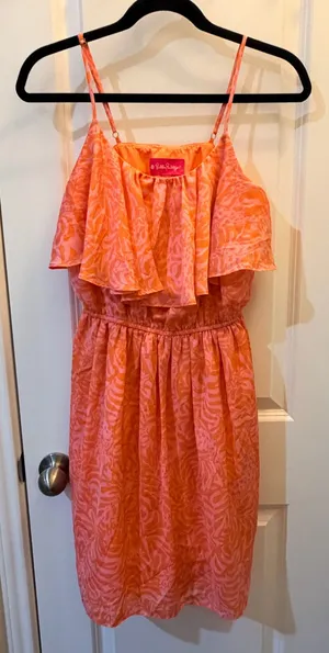 Lilly Pulitzer for Target Pink & Orange Giraffe Print Ruffle Dress – Size Small thumbnail 1