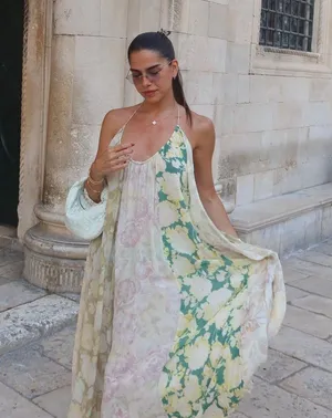 Zara Floral Halter Dress flowy summer casual vacation bohemian thumbnail 11