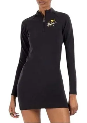 NIKE Women's Long Sleeve Half Zip Black Dress Floral Swoosh NWT $80 Size‎ XS thumbnail 1