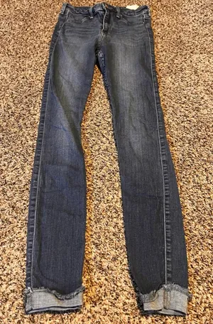 Hollister High Rise Jean Legging‎ Womens Size 25x30 Blue Stretch Cropped Raw Hem thumbnail 1