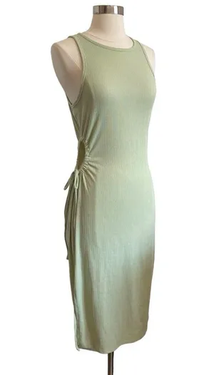 Sleeveless Knit Midi Dress With Cut Out Tie Side By Planet Gold thumbnail 4