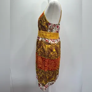 Daytrip Slip Dress Multicolored Boho Paisley Crochet Waistband Spaghetti Straps thumbnail 7