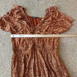 Mikarose Rust Paisley Ruffle V-Neck Smocked Maxi Dress XXL MDFP23619 thumbnail 7