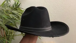 Summit Hats Black Leather Suede Wool Felt Cowboy Cowgirl Hat Cap Size L thumbnail 2