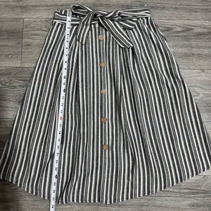See You Monday Linen Blend Striped Midi Skirt‎ Size L Black White Nautical Cottagecore Modest thumbnail 6