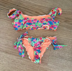 Frankie's Bikinis Orange Floral Tie-Side Bikini thumbnail 1