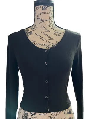 NWT Size Medium Crop Top Black thumbnail 1