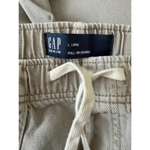 GAP Denim Pull-On Barrel Jeans Tan Khaki High Rise‎ Curved Leg Womens L Long thumbnail 5